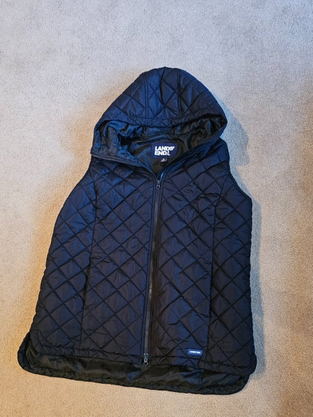 Womens Lands End Diamond Quilted Hooded Vest Plus Size 1X